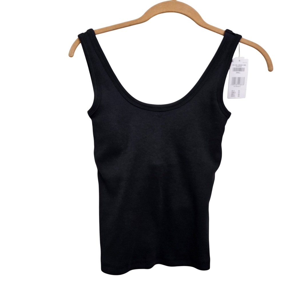 Abercrombie & Fitch Tank Top Womens S Black Ribbed Bra-Free Padded Scoop Neck